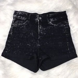 High Waisted Acid Wash Denim Shorts